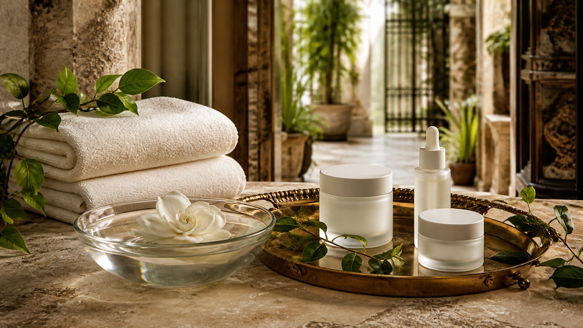Curated skincare products for a facial package